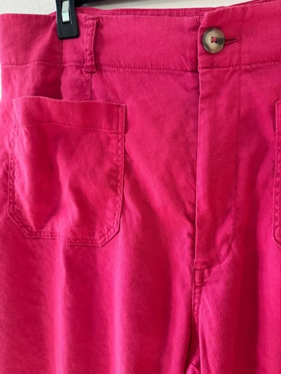 Anthropologie Maeve Colette Hot Pink Linen Blend Wide Leg Pants - Picture 4 of 6